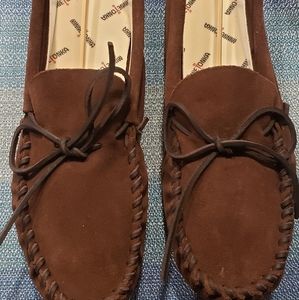 Minnetonka Leather Laced Softsole Brown Moc 708
